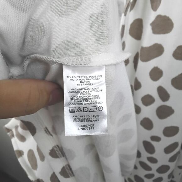 Ann Taylor Cream w/Taupe Dot Print Long Open Duster - Large - Picture 8 of 10